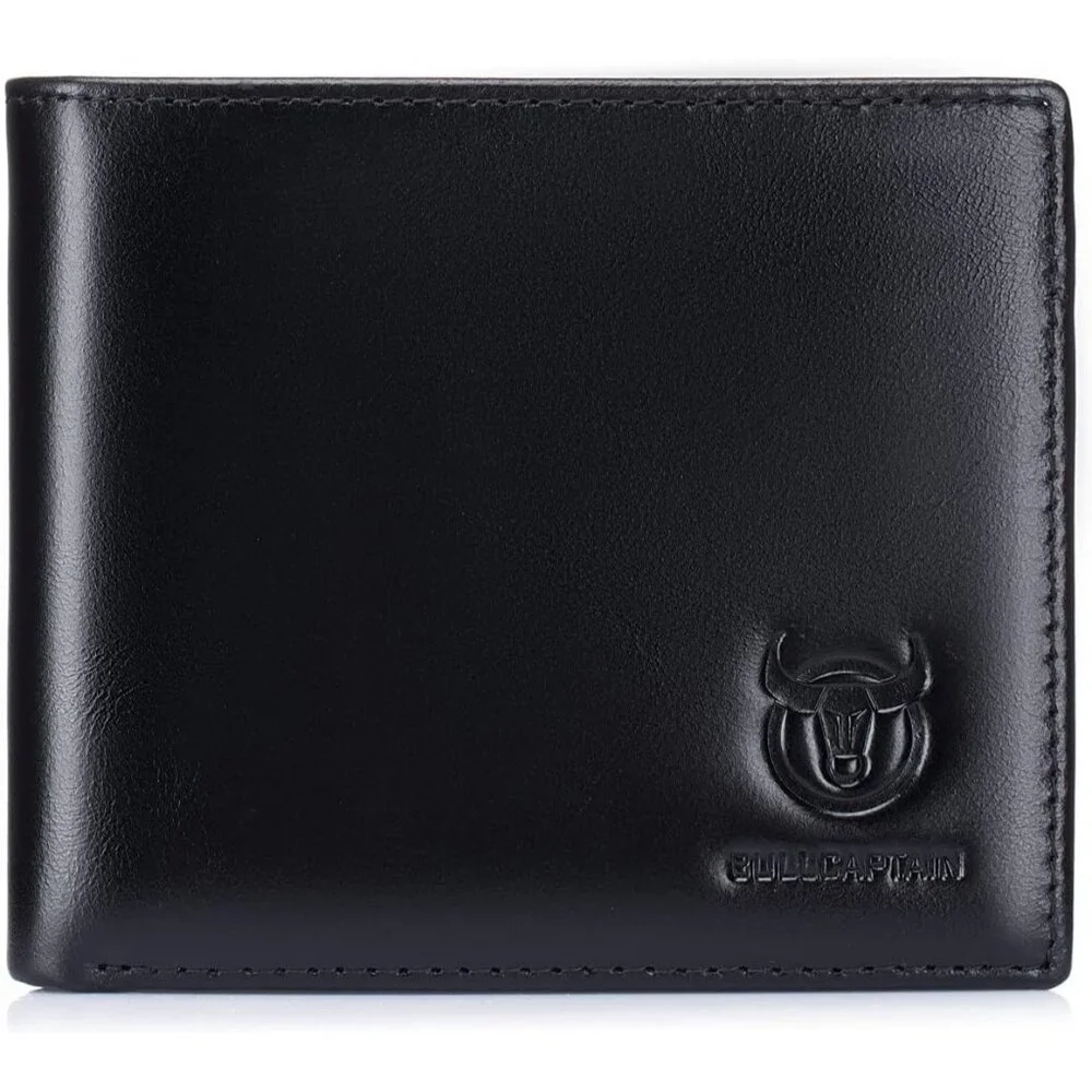 Wallets for Men Slim Bifold Genuine Leather Front Pocket Wallet Black